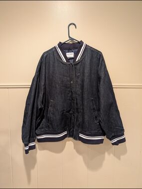 Old Navy Women's Dark Denim Bomber Jacket